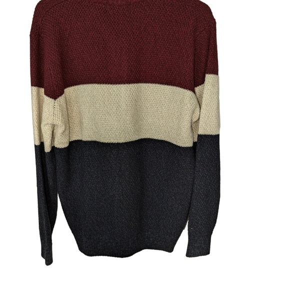 Fan Hang sweater vest zipper front color block, burgundy,cream and blue. - Picture 5 of 5